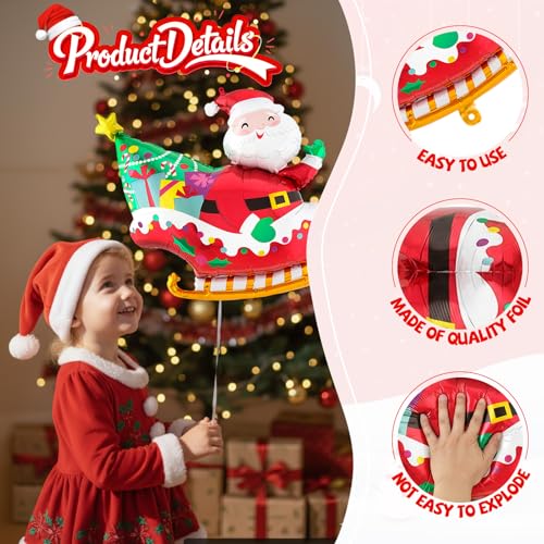 Biapian Christmas Balloons Decorations, Large Santa Claus Balloons Foil Red Green Windmill Candy Cane Balloon Helium for s Christmas Baby Shower Holiday Xmas New Year Birthday Party Decorations - style: Santa Claus