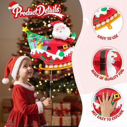 Biapian Christmas Balloons Decorations, Large Santa Claus Balloons Foil Red Green Windmill Candy Cane Balloon Helium for s Christmas Baby Shower Holiday Xmas New Year Birthday Party Decorations - style: Santa Claus