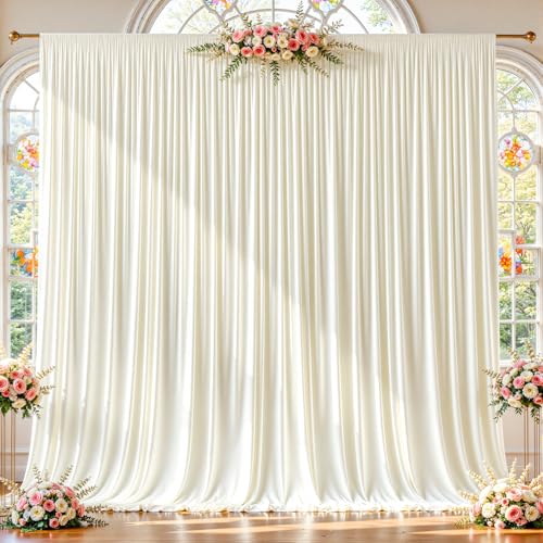 2 Panles Ivory Backdrop Curtains - Wrinkle Free Fabric Backdrop Curtain for Photoshoot, 10FT Wedding Party Photo Backdrop Drapes for Birthday Baby Shower Photography Stage Background Decorations - color: Ivory, size: W4' x H10'(2 panels)