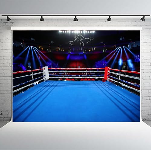 Boxing Ring Backdrops for Photography 5x3FT Children Boys Birthday Party Background for Portrait Adults Party Banner Photo Booth Studio Props - color: Blue, size: 5x3 FT