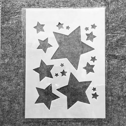 TIAMECH A4 Reusable Shinning Stars Stencil for Painting - Five-Pointed Stars Layering Template, DIY Wall Art, Wood Furniture, Scrapbook & Crafts (8.3x11.7inch) - style: Shinning Stars