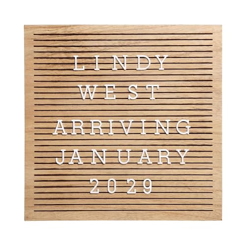 Pearhead Wooden Letter Board, 10 x 10 Inch Wood Message Board with Letters and Numbers for Baby Milestone Photos, Announcement Photo, Office and Home Décor - color: Natural Wood Letterboard