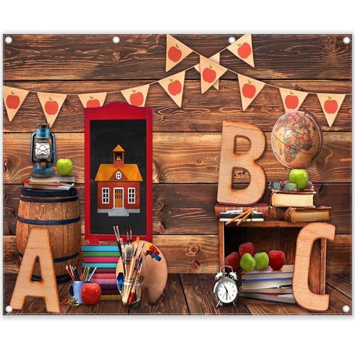 10x8ft Back to School Photography Backdrop ABC Letter Vintage Wooden House Background Welcome Kids Kindergarten Classroom Photo Banner Indoor Shooting Props - size: 10'x8'