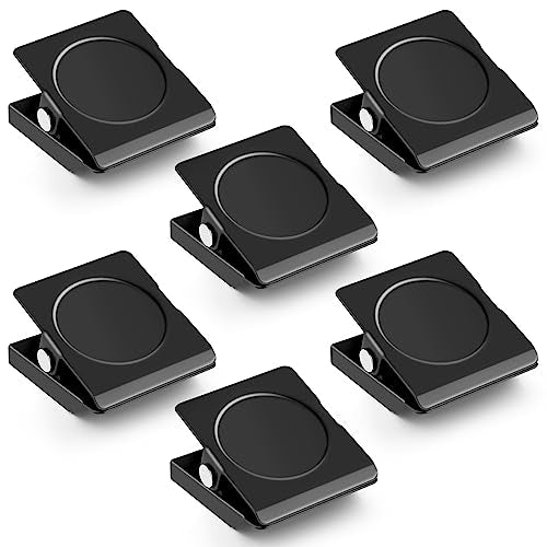 Grtard 6 Pack Magnetic Clips for Refrigerator, Black Magnet Clips for Fridge, 1.2Inch Refrigerator Magnets, Strong Magnetic Clip,Scratch Free Magnets with Clip for Refrigerator, Whiteboard, Locker - color: Black, size: 6 pack