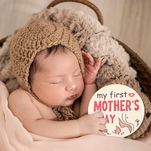 7pcs My First Holiday Baby Milestones Cards, My 1st Signs of 14 Holidays Wooden Circles New Baby Sign Double Sided Baby Discs Announcement Newborn Photo Props for Baby Shower Party Supplies Gift