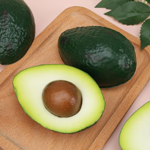 2pcs Artificial Avocado Vegetable Decoration Faux Realistic Green Half Avocado Fruit Fake Lifelike Food for Kitchen Simulation Home Party Festival Table Model - color: 2-f