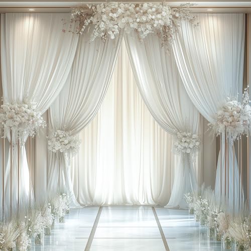 10ftx14ft Ivory Backdrop Curtains for Wedding-Wrinkle Free Backdrops Curtain Drapes Fabric Decorations Photo Back Drop Cloth for Baby Shower Photography Stage Reception 2Panels 14ft(H) x 5ft(W) - color: ivory, size: W5' X H14'(2 Panels)
