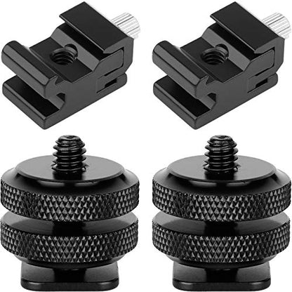 Chromlives Cold Shoe Mount Hot Shoe Mount Adapter 1/4'' Hot Shoe Flash Shoe Mount for DSLR Camera Flash Shoe Mount, Combo 4 Pack - color: shoe mount apdater