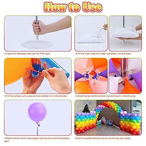 Chamvis 2 Set Balloon Column Kit - 6.56 feet Balloon Column Stand with Base for Baby Shower, Birthday Party, Graduation, Wedding Kids Party Centerpieces Decorations - style: Column