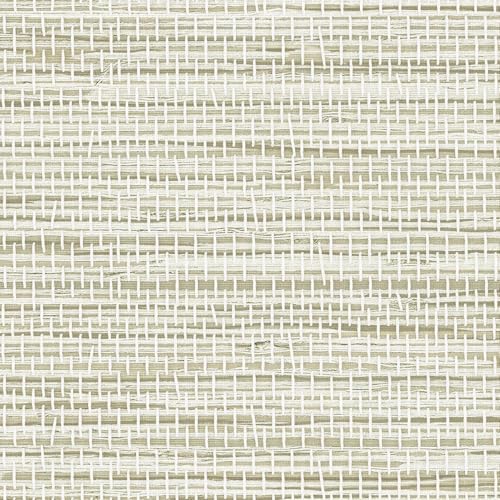 JiffDiff Grasscloth Wallpaper Peel and Stick Cream Grassweave Stick on Wallpaper Textured Self Adhesive Contact Paper 1181" x 17.3" - color: Beige, size: 17.3" x 1181"