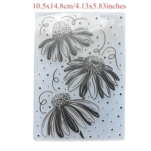Arbuya Coneflowers Plastic Embossing Folders for Card Making Daisy Floral Texture Embossing Plates for Scrapbooking Paper Crafting Home Decoration - color: Coneflowers