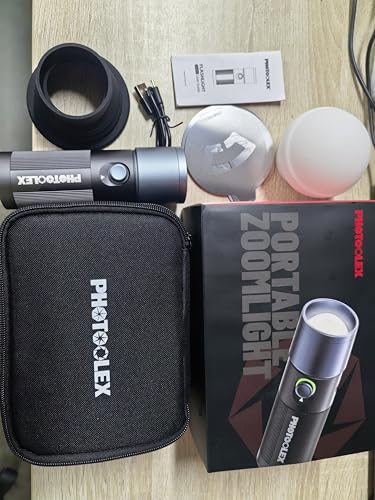 PHOTOOLEX 4 Colors Photography Flashlight with 20 Magnetic Pattern Gobos, 8400mAh Portable Spotlight, 10W LED Studio Light for Photo, Content Creation Accessories