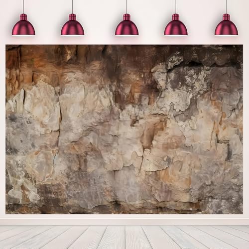 Realistic Cave Rock Wall Backdrop Archeological Photography Background Natural Stone Texture Outdoor Adventure Photo Banner Nature Theme Party Decor Studio Props 7x5FT - size: 7X5FT