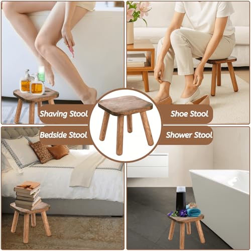 Youeon 9 Inch Small Wooden Step Stool, Non-Slip One Step Stool for Adults, Holds up to 300 Lbs, Portable & Sturdy, Footstool for Bedroom, Bathroom, Kitchen, Easy to Assemble - size: 9.3"l X 9.3"w X 9.3"h