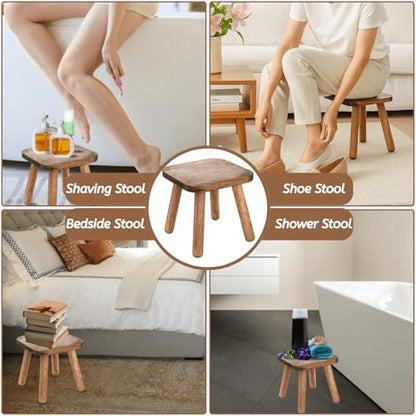 Youeon 9 Inch Small Wooden Step Stool, Non-Slip One Step Stool for Adults, Holds up to 300 Lbs, Portable & Sturdy, Footstool for Bedroom, Bathroom, Kitchen, Easy to Assemble - size: 9.3"l X 9.3"w X 9.3"h