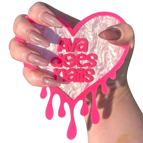 Custom Nail Photo Props, Acrylic Nail Picture Props Personalized Logo Nail Tech Decor Plate Nailfie Disk with Social Media Salon Nail Display Stand Nail Polish Display Gifts for Nail Artist - color: Design 4