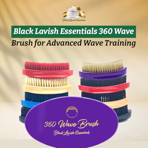 360 Wave Brush, Build Deeper Waves, Soft & Hard Boar Bristle Curved Brushes BLACK LAVISH ESSENTIALS Hard Bristle (Medium-Hard Brush, Purple) - color: Purple, size: Medium-Hard