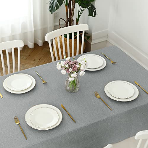 Romanstile 100% Waterproof PVC Tablecloth, Square Oil Spill Proof Stain Resistant Vinyl Table Cloth, Wipe Clean Plastic Table Covers for Kitchen/Dining/Parties - 54 x 54 Inch, Light Grey - color: Light Grey, size: 54" x 54" (Square)