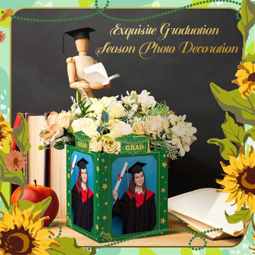 Spiareal 6 Pcs Graduation Photo Centerpieces for Table Class of 2026 Graduation Decorations 6 Inch Picture Display Frame Hollow Picture Props Box for 2026 Congrats Grad Party Favors(Green) - color: Green