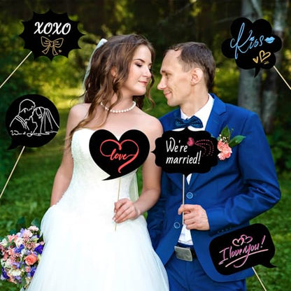 Konsait 24 PCS Large Blank Photo Booth Props, Writable Chalkboard Black Cards Make Your Own Photo Props Wedding Photo Booth Props Birthday DIY Photo Booth Picture Props