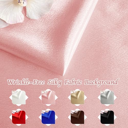 RUDONG M Satin Photography Backdrop 3.3x2.5ft - Wrinkle-Free Silky Fabric Background for Jewelry/Cosmetics/Flat Lay/Studio, Pink Backdrop Cloth (100x75cm) - color: Pink