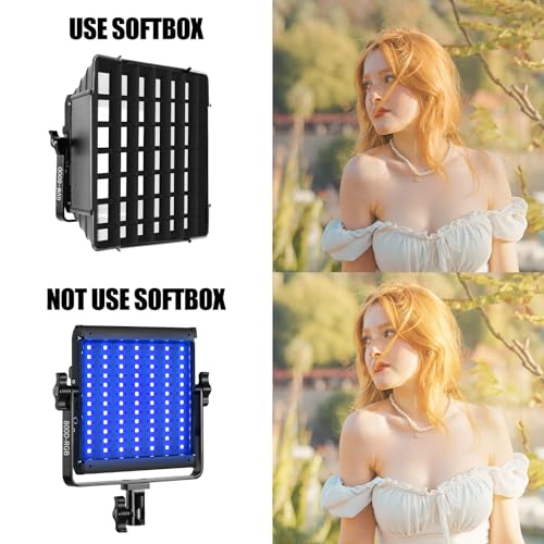 GVM 800D RGB Photography Lighting Kits with 3 Softboxes, 3 Packs Studio Lights with Bluetooth Control, YouTube Video Light with Upgrade18 Lighting Scenes, led Panel Lights for Video Recording - size: 3 Packs with Softbox
