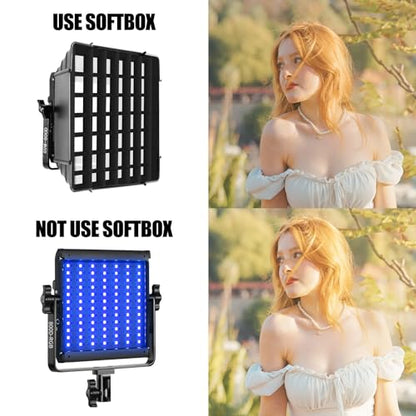 GVM 800D RGB Photography Lighting Kits with 3 Softboxes, 3 Packs Studio Lights with Bluetooth Control, YouTube Video Light with Upgrade18 Lighting Scenes, led Panel Lights for Video Recording - size: 3 Packs with Softbox
