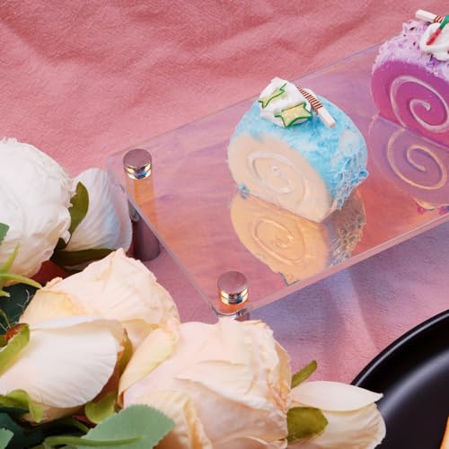 MY MIRONEY 2PCS Acrylic Display Stands Clear Display Shelf Cupcake Display Riser Makeup Holder for Decoration and Organizer(9.84" x 3.54" x 3.94") - size: 9.84" x 3.54" x 3.94"