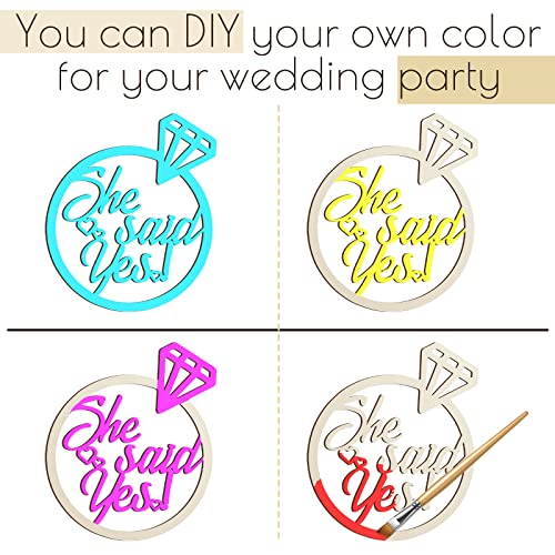 Youyole She Said Yes Wooden Sign 13.78'' x 11.22'' Diamond Ring Wood Cutout Sign Wedding Engagement Party Decorations Photo Booth Props with Hanging Rope Bridal Shower Rustic Engaged Hanging Decor - style: She Said Yes