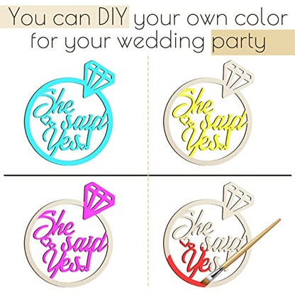 Youyole She Said Yes Wooden Sign 13.78'' x 11.22'' Diamond Ring Wood Cutout Sign Wedding Engagement Party Decorations Photo Booth Props with Hanging Rope Bridal Shower Rustic Engaged Hanging Decor - style: She Said Yes