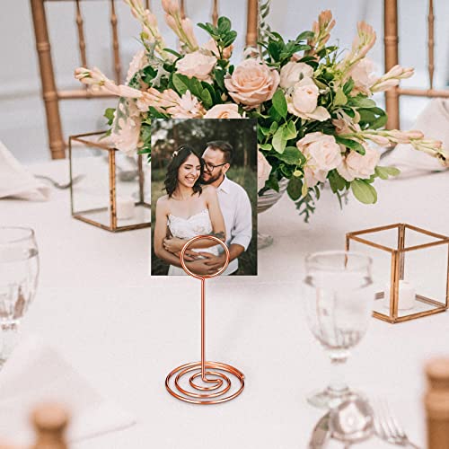 TecUnite 24 Pieces 3.35 Inch Table Number Holder Place Card Photo Holder Picture Name Menu Clips Memo Cards Stand for Wedding Reception Anniversary Birthday Party Centerpieces (Rose Gold) - color: Rose Gold