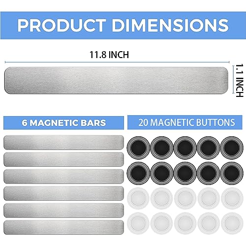 Stainless Iron Magnetic Display Board - Frameless Metal Magnet Boards with 20 Pcs Magnet Memo Strips for Office, Home, School