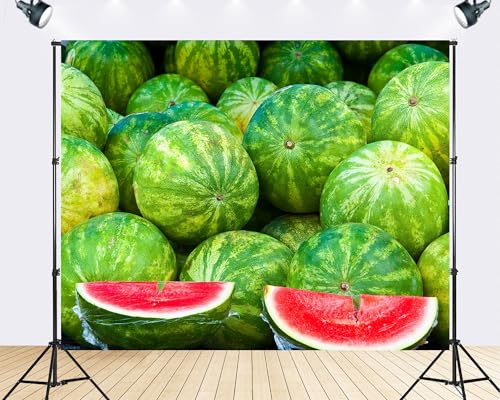 Trykid 10x10ft Fresh Watermelon Slices Backdrop Juicy Summer Fruit Texture Photography Background Healthy Food Party Decoration Tapestry Photo Booth Prop Fabric - size: 10x10ft