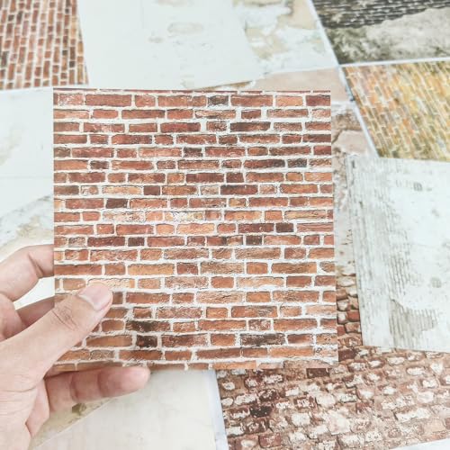 24 Sheets Vintage Scrapbook Paper Brick Wall Texture 6 x 6inch Pattern Papers Pack Collage Paper Making Background Paper Decorative Scrap Book Material for Card Making DIY Journal Photo Album Supplies