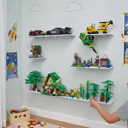 LRANFOW 6 Pack Wall Display Shelves with Dual Sided Building Studs, 4x5 Inch Baseplate Shelf Compatible with Lego Building Bricks for Organized Storage & Modern Room Deco Builders Gift, 16x13 Studs - color: White