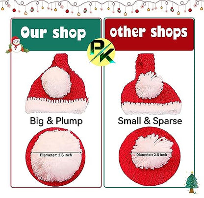 AIXIANG Hand-Knit Newborn Christmas Photo Prop Set - Santa Hat & Overalls (Fits 0-2 Months/Up to 12 lbs) - Stretchy Knit for Baby's First Christmas Pictures