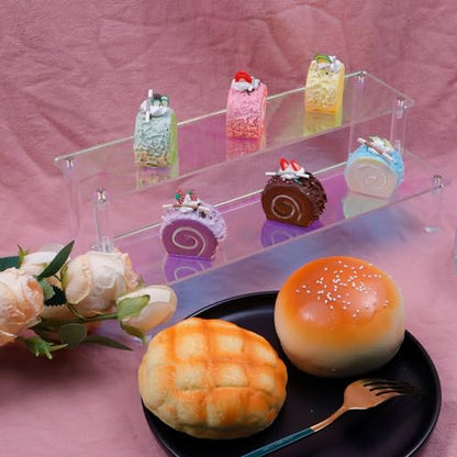 MY MIRONEY 2 Tier Acrylic Riser Display Shelf Iridescent Display Stand Figurines Decoration Organizer Cupcakes Holder for Display Food Desserts Collectibles Perfume Makeup(11.81" x 5.04" x 3.94") - size: 11.81" x 5.04" x 3.94"