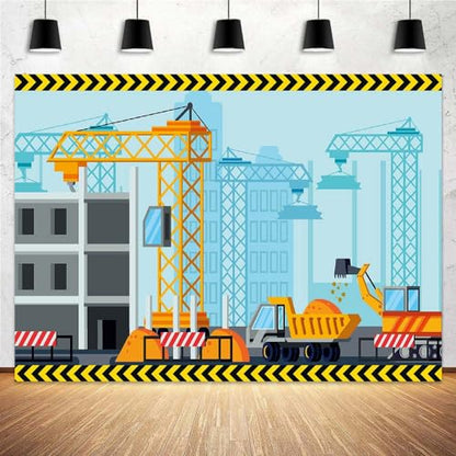 Construction Theme Birthday Photo Backdrop Kids Party Photography Backdrop Dump Truck Excavator Construction Backdrop 6X4FT - color: Construction-2, size: 6X4FT