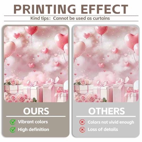Fabric 7x5ft Valentine's Day Photography Backdrop Pink Rose Dreamy Clouds Love Heart Balloons Background Girls Women Wedding Bridal Shower Party Decorations Photo Props