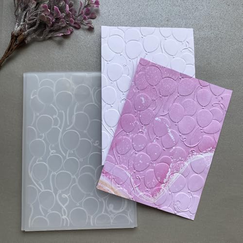 5Pack 3D Plastic Embossing Folder DIY Craft Template Molds Stamp Stencils Scrapbook Paper Cards Photo Album Making Tools, Gear Balloon Flower Background Embossing Folders Handmade Art Craft Supplies - color: 5 Pack Balloon