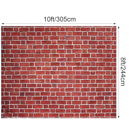 VitalCozy 10 x 8 ft Brick Wall Backdrop for Photoshoot Polyester Fabric Red Brick Backdrop Background for Fireplace Graduation Home Decoration Newborn Birthday Party - color: Red, size: 10 x 8 ft