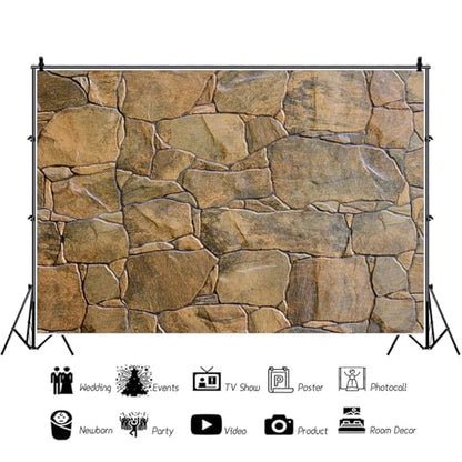 Stone Wall Backdrop 7x5ft Polyester Photography Background Boulder Build Castle Rural Style Rough Rock Construct Exterior Wall Texture Countryside Boy Kid Adult Artistic Photo Shoot - color: claybank, size: 7x5ft