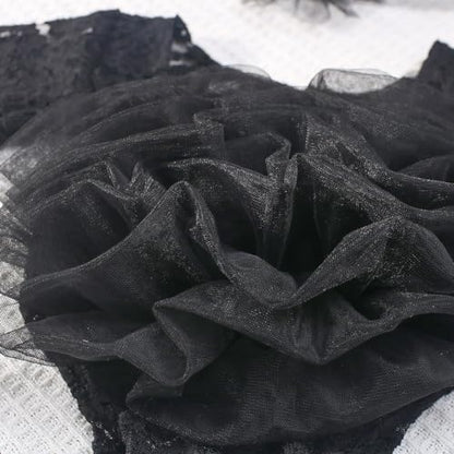 Newborn Photography Outfits Girl Baby Photography Props Lace Romper with Headress Newborn Outfits Girls Photo Props - color: Black