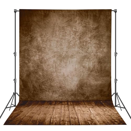 Professional Abstract Portrait Photography Backdrop,Wall with Wood Floor Backdrop for Kids Photography Baby Newborn Cake Smash Photo Shoots Hypoallergenic Fabric Photography Props(Brown-6x9ft) - color: Brown, size: 6'(W)x9'(H)