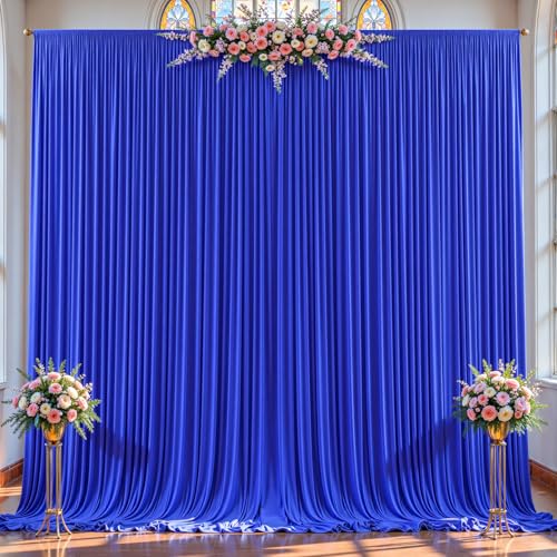 2 Panles Royal Blue Backdrop Curtains - Wrinkle Free Fabric Backdrop Curtain for Photoshoot, 10FT Wedding Party Photo Backdrop Drapes for Birthday Baby Shower Photography Stage Background Decorations - color: Royal Blue, size: W4' x H10'(2 panels)