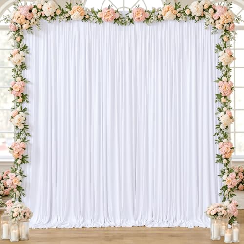 10x10ft White Backdrop Curtain for Wedding Parties Wrinkle Free Fabric White Drapes Backdrop Decoration for Baby Shower Birthday Photography Decoration 2 Panels, 5ft x 10ft - color: White, size: 5ft x 10ft x 2 panels