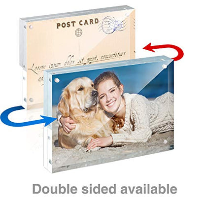 TWING 5x7 Inch Acrylic Picture Frame 5 Pack,12+12MM Thickness Double Sided Acrylic Picture Frames Set with Microfiber Cloth,Clear Horizontal Magnet Photo Frames,Desktop Display Gift Ideal - size: 5x7" 5pack