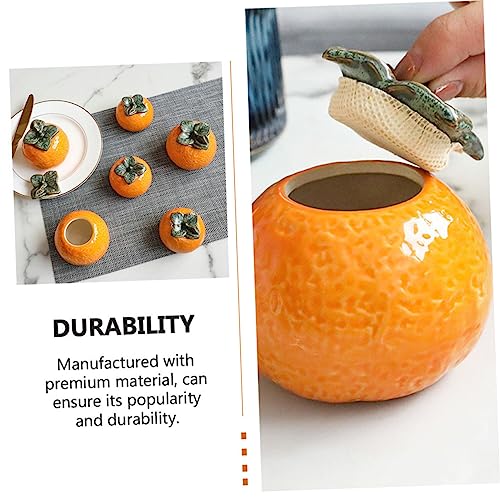 1pc Orange Tea Ceramic Jar Fruit Shape Tank Decor Canister Photo Food Sealing Can Home Adorn Snack Props Cookie Jar Container Crafts Ceramics