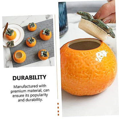1pc Orange Tea Ceramic Jar Fruit Shape Tank Decor Canister Photo Food Sealing Can Home Adorn Snack Props Cookie Jar Container Crafts Ceramics