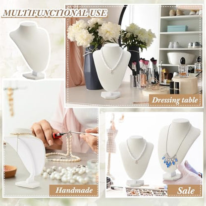 Huquary 6 Pcs Necklace Display Stand Necklace Holder Jewelry Bust Display Stands for Selling Home Store Trade Shows Photography Props Retail(Beige,Velvet) - color: Beige